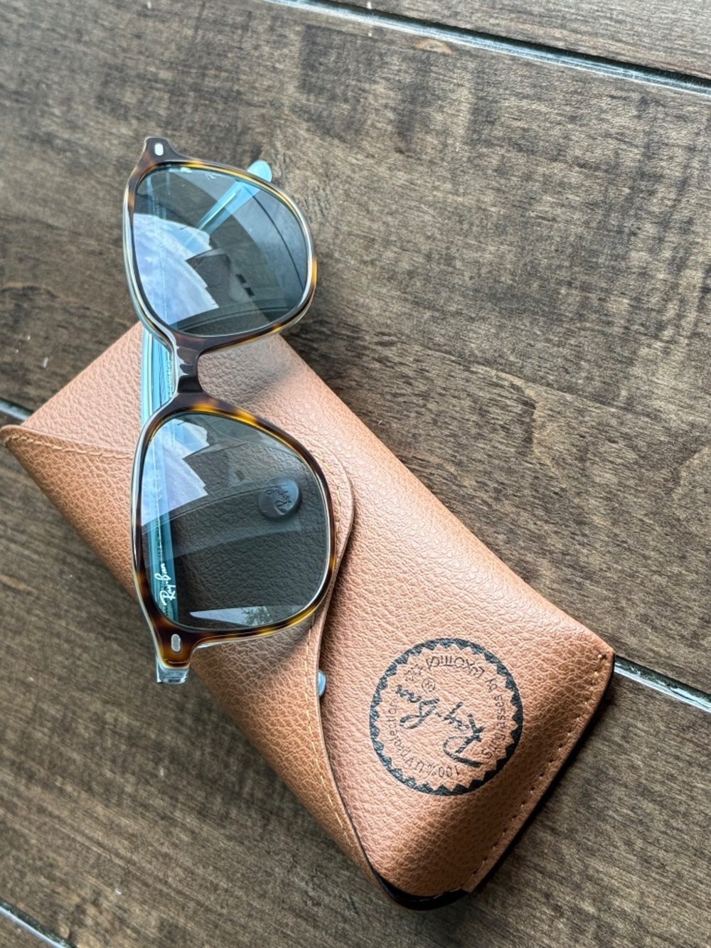 Ray-Ban Tortoiseshell Square Sunglasses with Original Leather Case - Picture 6 of 6